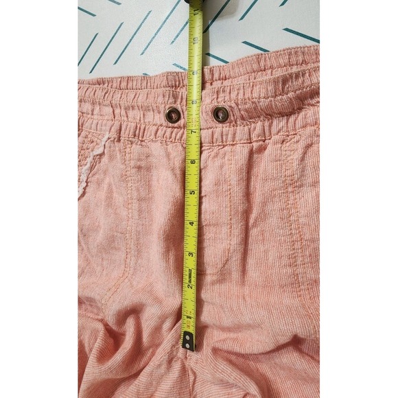 Anthropologie Hei Hei Pants Crop‎ Pockets Pull On Women's Sz XS Pink Coral Linen - Picture 11 of 12